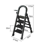 GROVIA 4/5/6 27cm Tray, Folding Anti-Slip Pedals, Design Tool - Carbon Step Feet, Heavy-Duty Extra-Wide Ladder, Alloy Steel Black
