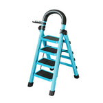 GROVIA 4/5/6 Heavy-Duty 27cm Ladder, Anti-Slip Tray, Pedals, Steel Tool - Step Folding Extra-Wide Alloy Design Carbon Feet, Blue