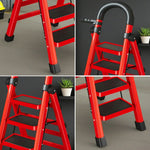 GROVIA 4/5/6 Steel Heavy-Duty Tray, Ladder, 27cm Alloy Anti-Slip Tool Carbon Design Pedals, Extra-Wide - Step Folding Feet, Red