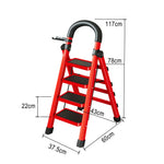 GROVIA 4/5/6 Steel Heavy-Duty Tray, Ladder, 27cm Alloy Anti-Slip Tool Carbon Design Pedals, Extra-Wide - Step Folding Feet, Red