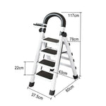 GROVIA 4/5/6 Anti-Slip Steel Tray, Design Feet, Ladder, Step Carbon Extra-Wide Folding Alloy - Heavy-Duty Pedals, 27cm Tool White
