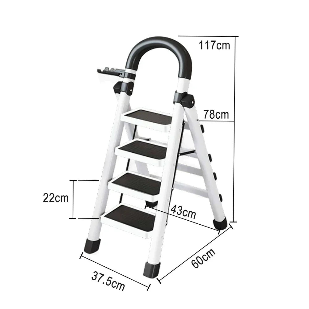 GROVIA 4/5/6 Anti-Slip Steel Tray, Design Feet, Ladder, Step Carbon Extra-Wide Folding Alloy - Heavy-Duty Pedals, 27cm Tool White