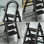 GROVIA 4/5/6 27cm Tray, Folding Anti-Slip Pedals, Design Tool - Carbon Step Feet, Heavy-Duty Extra-Wide Ladder, Alloy Steel Black