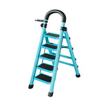 GROVIA 4/5/6 Heavy-Duty 27cm Ladder, Anti-Slip Tray, Pedals, Steel Tool - Step Folding Extra-Wide Alloy Design Carbon Feet, Blue