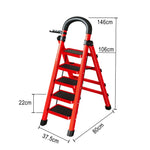 GROVIA 4/5/6 Steel Heavy-Duty Tray, Ladder, 27cm Alloy Anti-Slip Tool Carbon Design Pedals, Extra-Wide - Step Folding Feet, Red