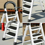 GROVIA 4/5/6 Anti-Slip Steel Tray, Design Feet, Ladder, Step Carbon Extra-Wide Folding Alloy - Heavy-Duty Pedals, 27cm Tool White
