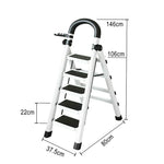 GROVIA 4/5/6 Anti-Slip Steel Tray, Design Feet, Ladder, Step Carbon Extra-Wide Folding Alloy - Heavy-Duty Pedals, 27cm Tool White