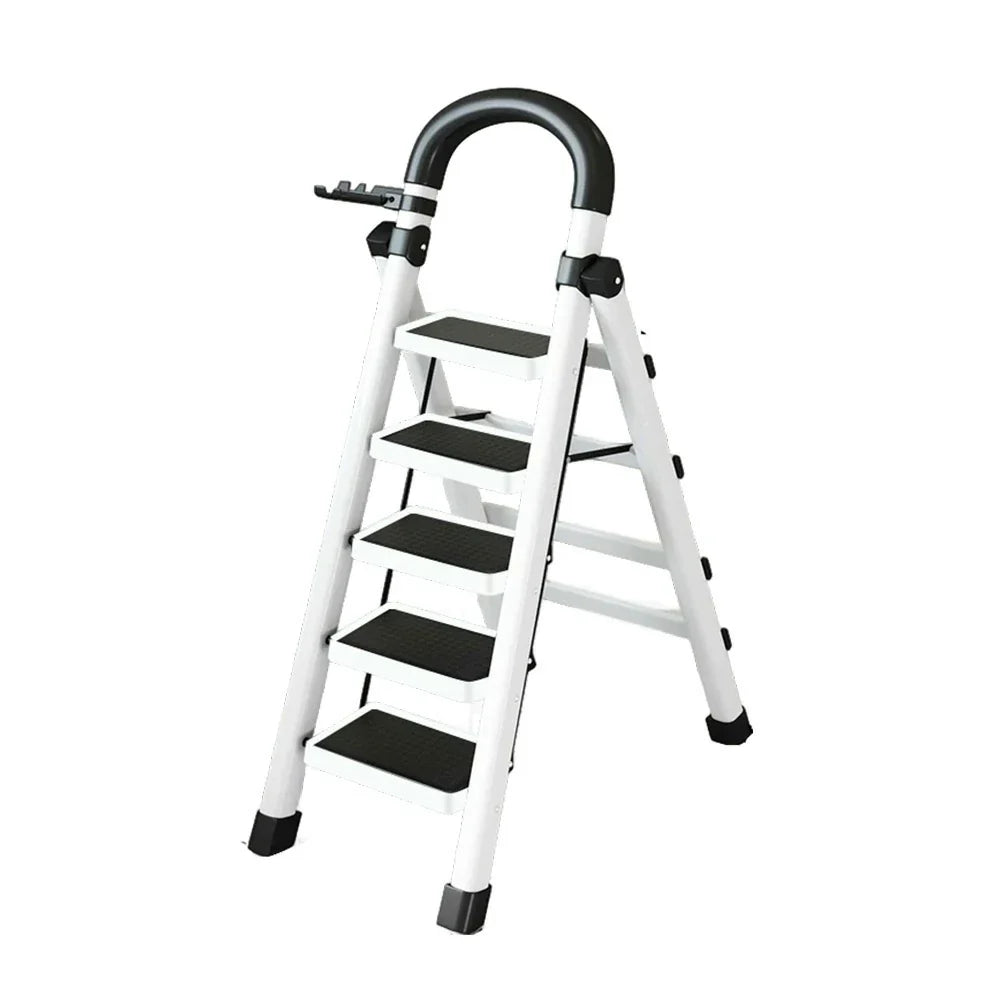 GROVIA 4/5/6 Anti-Slip Steel Tray, Design Feet, Ladder, Step Carbon Extra-Wide Folding Alloy - Heavy-Duty Pedals, 27cm Tool White