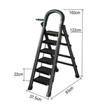 GROVIA 4/5/6 27cm Tray, Folding Anti-Slip Pedals, Design Tool - Carbon Step Feet, Heavy-Duty Extra-Wide Ladder, Alloy Steel Black