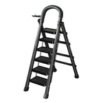 GROVIA 4/5/6 27cm Tray, Folding Anti-Slip Pedals, Design Tool - Carbon Step Feet, Heavy-Duty Extra-Wide Ladder, Alloy Steel Black