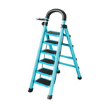 GROVIA 4/5/6 Heavy-Duty 27cm Ladder, Anti-Slip Tray, Pedals, Steel Tool - Step Folding Extra-Wide Alloy Design Carbon Feet, Blue
