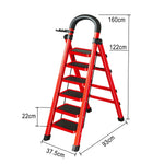 GROVIA 4/5/6 Steel Heavy-Duty Tray, Ladder, 27cm Alloy Anti-Slip Tool Carbon Design Pedals, Extra-Wide - Step Folding Feet, Red