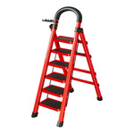 GROVIA 4/5/6 Steel Heavy-Duty Tray, Ladder, 27cm Alloy Anti-Slip Tool Carbon Design Pedals, Extra-Wide - Step Folding Feet, Red