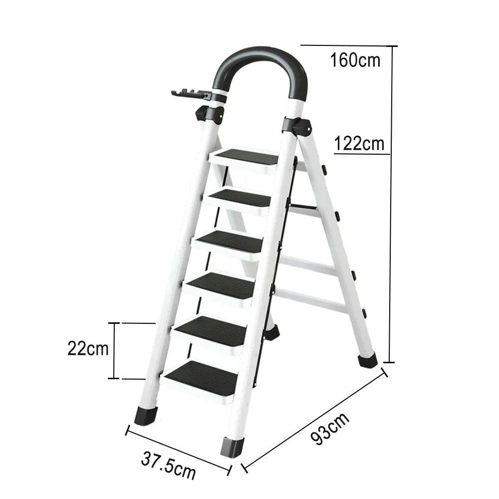 GROVIA 4/5/6 Anti-Slip Steel Tray, Design Feet, Ladder, Step Carbon Extra-Wide Folding Alloy - Heavy-Duty Pedals, 27cm Tool White