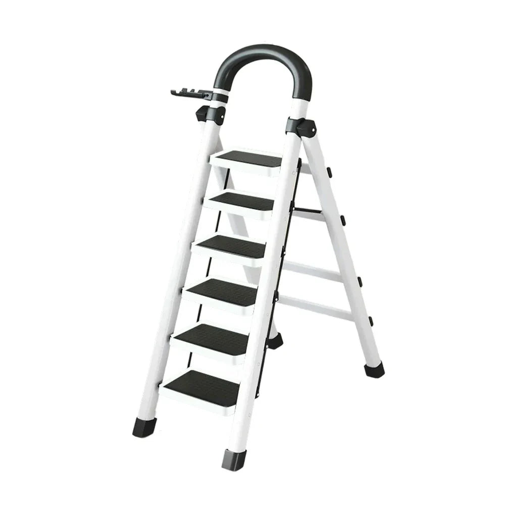 GROVIA 4/5/6 Anti-Slip Steel Tray, Design Feet, Ladder, Step Carbon Extra-Wide Folding Alloy - Heavy-Duty Pedals, 27cm Tool White