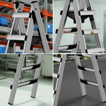 GROVIA 7/8/9-Step Walking - Ladder Built-in Tool Stable Steel Bag, Canvas Stainless Design