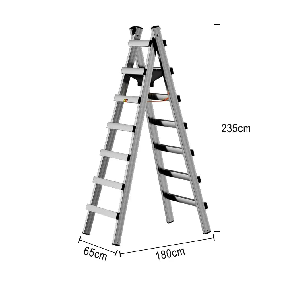 GROVIA 7/8/9-Step Walking - Ladder Built-in Tool Stable Steel Bag, Canvas Stainless Design