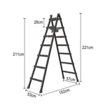GROVIA 7/8/9-Step Built-in - Bag, Canvas Steel Ladder Carbon Stable Structure Walking - Tool Black