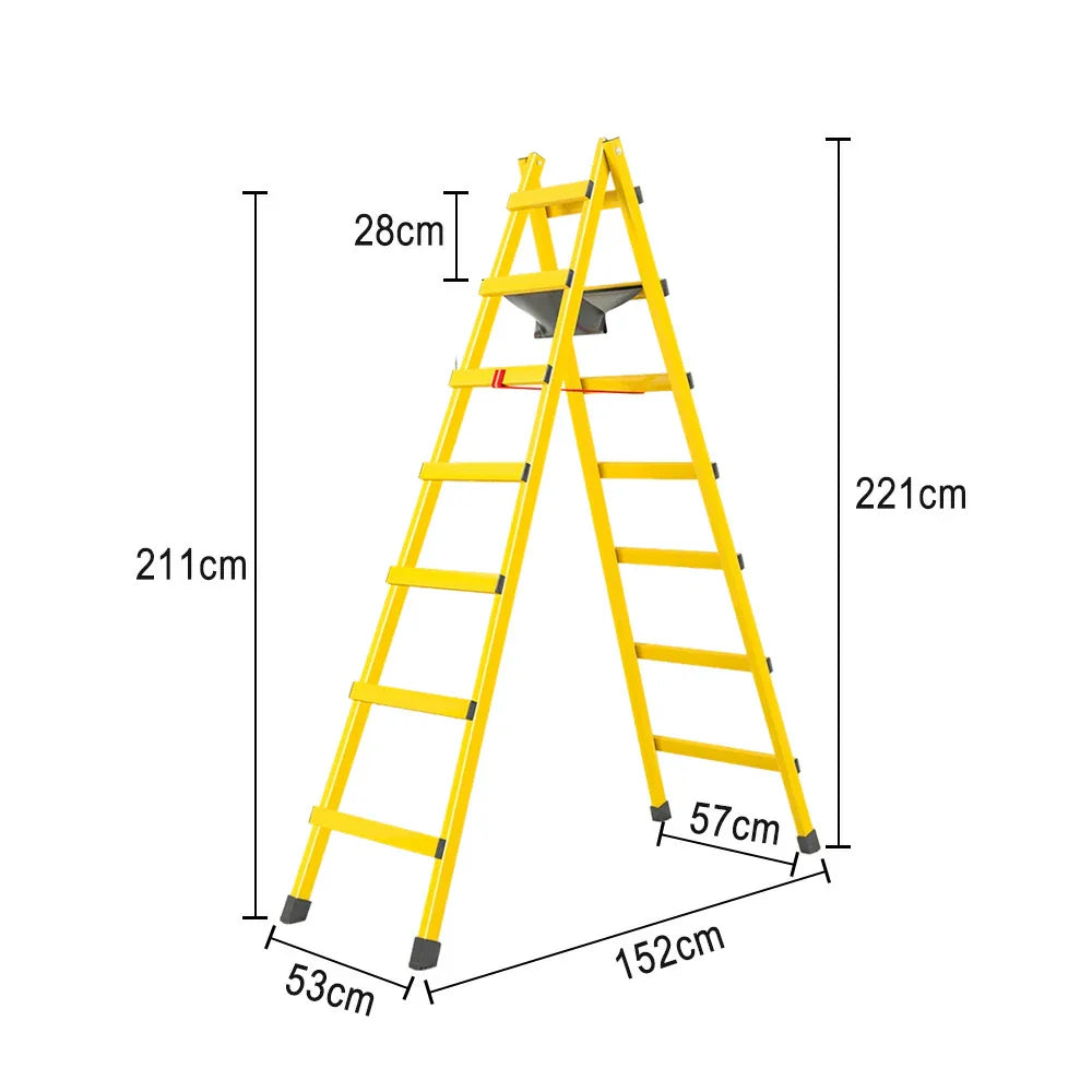 GROVIA 7/8/9-Step Carbon Bag, Tool Walking Ladder Built-in - Canvas Stable Structure Steel - Yellow