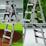 GROVIA 7/8/9-Step Walking - Ladder Built-in Tool Stable Steel Bag, Canvas Stainless Design