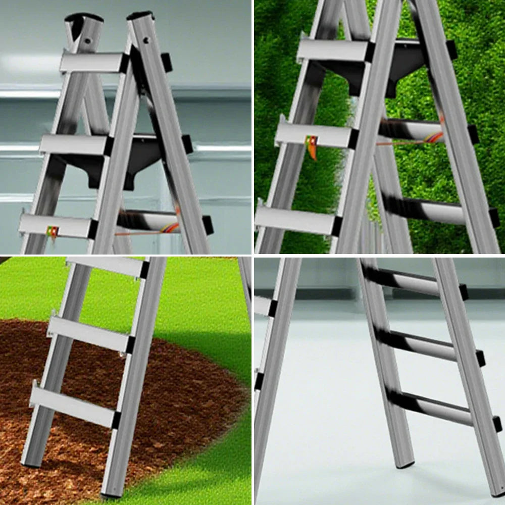 GROVIA 7/8/9-Step Walking - Ladder Built-in Tool Stable Steel Bag, Canvas Stainless Design