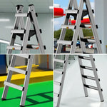 GROVIA 7/8/9-Step Walking - Ladder Built-in Tool Stable Steel Bag, Canvas Stainless Design