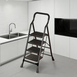 GROVIA 4/5/6-Step - Folding Steel 26cm Design, Ladder Carbon Pedal, Anti-Slip Non-Slip Feet - Slim Wide 7cm Black