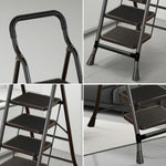 GROVIA 4/5/6-Step - Folding Steel 26cm Design, Ladder Carbon Pedal, Anti-Slip Non-Slip Feet - Slim Wide 7cm Black