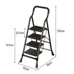 GROVIA 4/5/6-Step - Folding Steel 26cm Design, Ladder Carbon Pedal, Anti-Slip Non-Slip Feet - Slim Wide 7cm Black