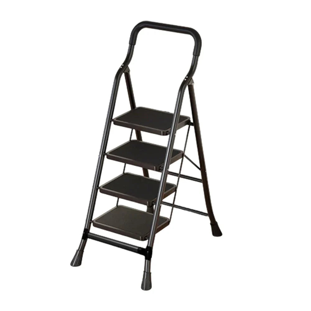 GROVIA 4/5/6-Step - Folding Steel 26cm Design, Ladder Carbon Pedal, Anti-Slip Non-Slip Feet - Slim Wide 7cm Black