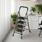 GROVIA 4/5/6-Step Feet Anti-Slip 26cm Slim Design, Ladder - 7cm Wide Carbon Steel - Non-Slip Pedal, Folding Gray