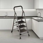 GROVIA 4/5/6-Step Feet Anti-Slip 26cm Slim Design, Ladder - 7cm Wide Carbon Steel - Non-Slip Pedal, Folding Gray