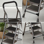 GROVIA 4/5/6-Step Feet Anti-Slip 26cm Slim Design, Ladder - 7cm Wide Carbon Steel - Non-Slip Pedal, Folding Gray