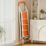 GROVIA 4/5/6-Step Folding Feet Pedal, - Carbon - 7cm Anti-Slip Design, Slim Wide Non-Slip Ladder Steel 26cm Orange