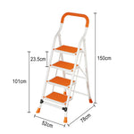GROVIA 4/5/6-Step Folding Feet Pedal, - Carbon - 7cm Anti-Slip Design, Slim Wide Non-Slip Ladder Steel 26cm Orange