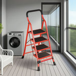 GROVIA 4/5/6-Step Feet Slim 7cm Thick, Anti-Slip Carbon Pedal, Ladder Non-Slip Stable Folding 26cm - Steel Red