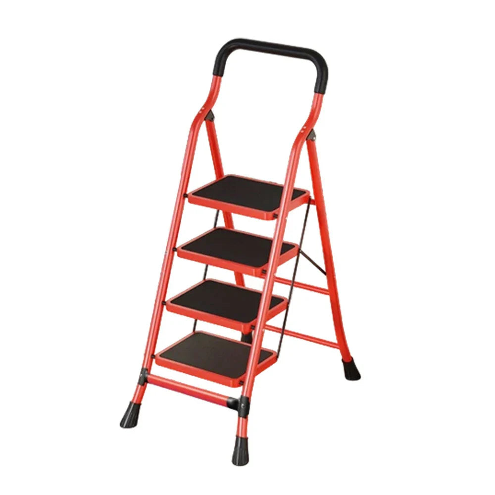 GROVIA 4/5/6-Step Feet Slim 7cm Thick, Anti-Slip Carbon Pedal, Ladder Non-Slip Stable Folding 26cm - Steel Red