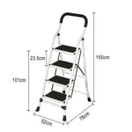 GROVIA 4/5/6-Step Folding Steel Ladder - Thick, Pedal, - Anti-Slip Feet Stable 7cm Carbon Non-Slip Slim 26cm White