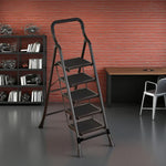 GROVIA 4/5/6-Step - Folding Steel 26cm Design, Ladder Carbon Pedal, Anti-Slip Non-Slip Feet - Slim Wide 7cm Black