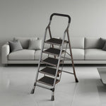 GROVIA 4/5/6-Step Feet Anti-Slip 26cm Slim Design, Ladder - 7cm Wide Carbon Steel - Non-Slip Pedal, Folding Gray
