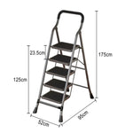 GROVIA 4/5/6-Step Feet Anti-Slip 26cm Slim Design, Ladder - 7cm Wide Carbon Steel - Non-Slip Pedal, Folding Gray