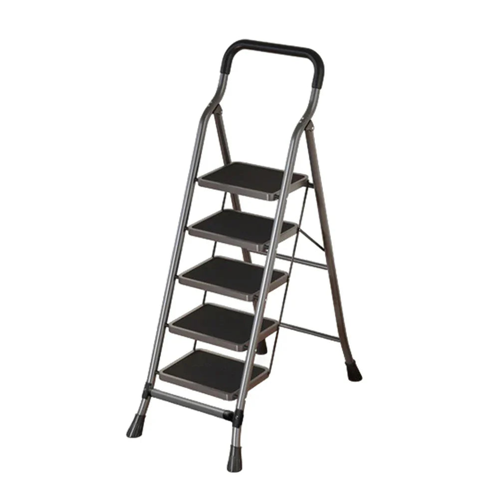 GROVIA 4/5/6-Step Feet Anti-Slip 26cm Slim Design, Ladder - 7cm Wide Carbon Steel - Non-Slip Pedal, Folding Gray