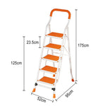 GROVIA 4/5/6-Step Folding Feet Pedal, - Carbon - 7cm Anti-Slip Design, Slim Wide Non-Slip Ladder Steel 26cm Orange