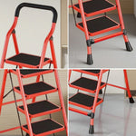 GROVIA 4/5/6-Step Feet Slim 7cm Thick, Anti-Slip Carbon Pedal, Ladder Non-Slip Stable Folding 26cm - Steel Red