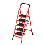 GROVIA 4/5/6-Step Feet Slim 7cm Thick, Anti-Slip Carbon Pedal, Ladder Non-Slip Stable Folding 26cm - Steel Red