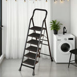 GROVIA 4/5/6-Step - Folding Steel 26cm Design, Ladder Carbon Pedal, Anti-Slip Non-Slip Feet - Slim Wide 7cm Black