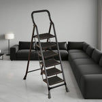GROVIA 4/5/6-Step - Folding Steel 26cm Design, Ladder Carbon Pedal, Anti-Slip Non-Slip Feet - Slim Wide 7cm Black