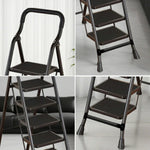 GROVIA 4/5/6-Step - Folding Steel 26cm Design, Ladder Carbon Pedal, Anti-Slip Non-Slip Feet - Slim Wide 7cm Black