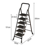 GROVIA 4/5/6-Step - Folding Steel 26cm Design, Ladder Carbon Pedal, Anti-Slip Non-Slip Feet - Slim Wide 7cm Black