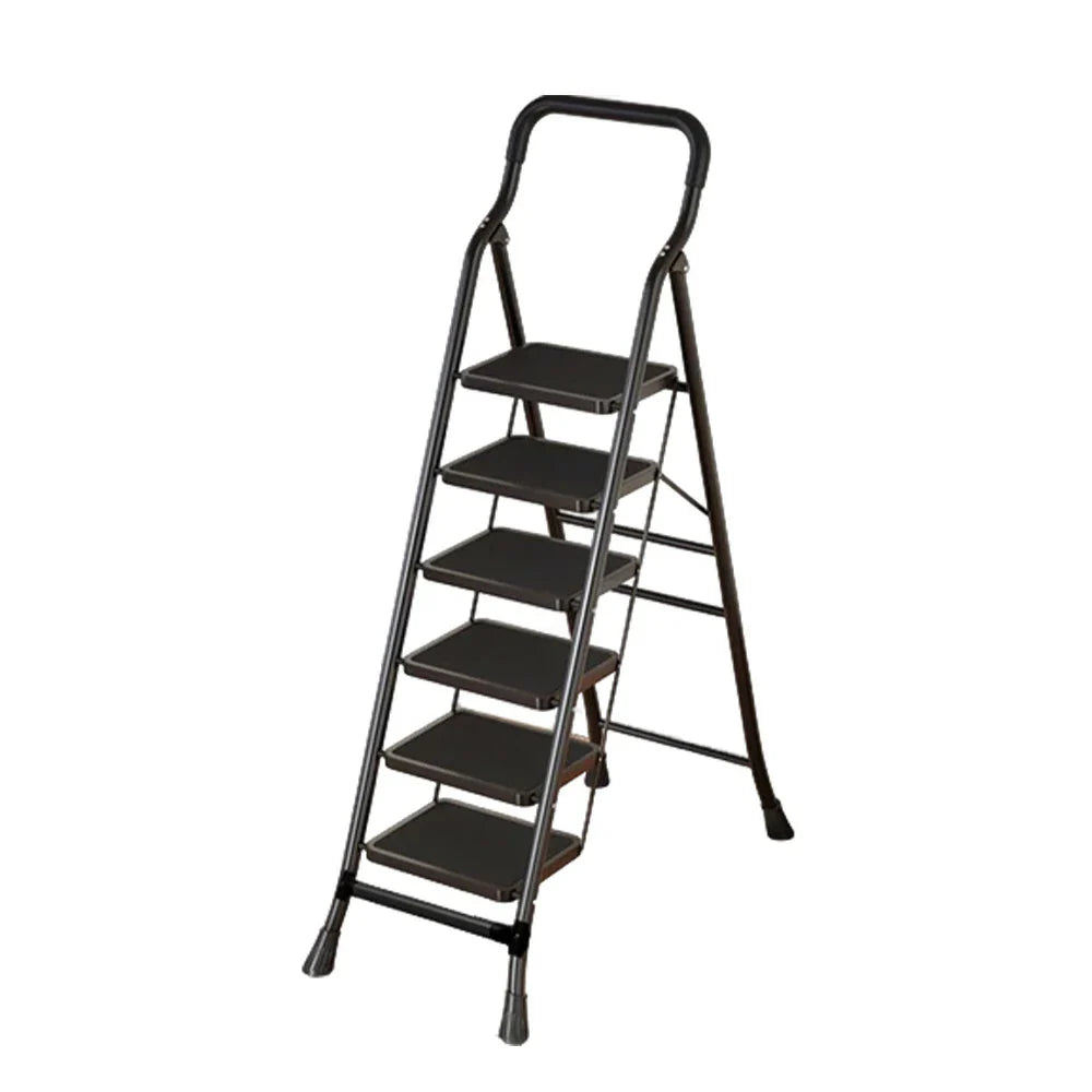 GROVIA 4/5/6-Step - Folding Steel 26cm Design, Ladder Carbon Pedal, Anti-Slip Non-Slip Feet - Slim Wide 7cm Black